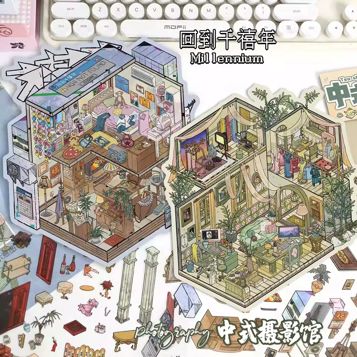 Millennium 3d Scene Stickers for DIY Art