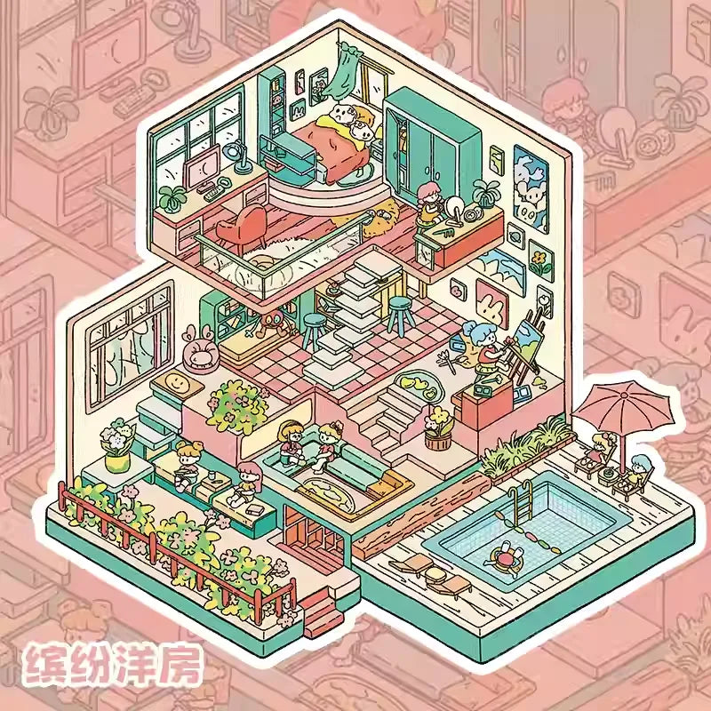 Imaginative Home Series  Relief 3D Miniature Stickers